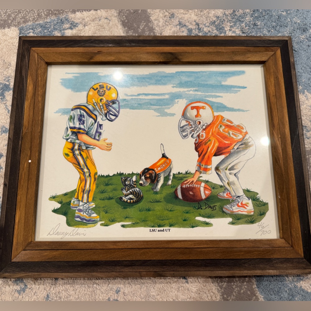 Framed LSU and UT Football Art Print